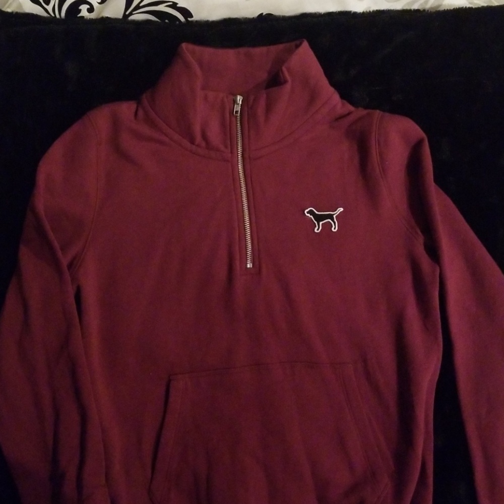 Pink quarter zip sweat shirt